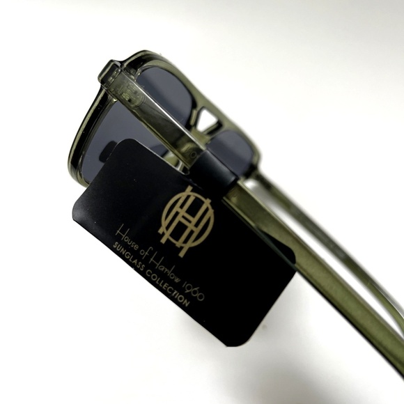 NWT Original HOUSE OF HARLOW Double Bridge Aviator Sunglasses Solid Acetate GREN - Picture 4 of 6